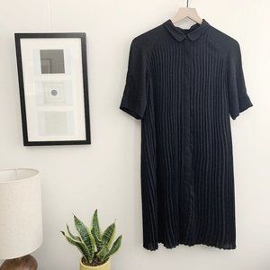 COS short sleeve pleated shift dress - black, sz36